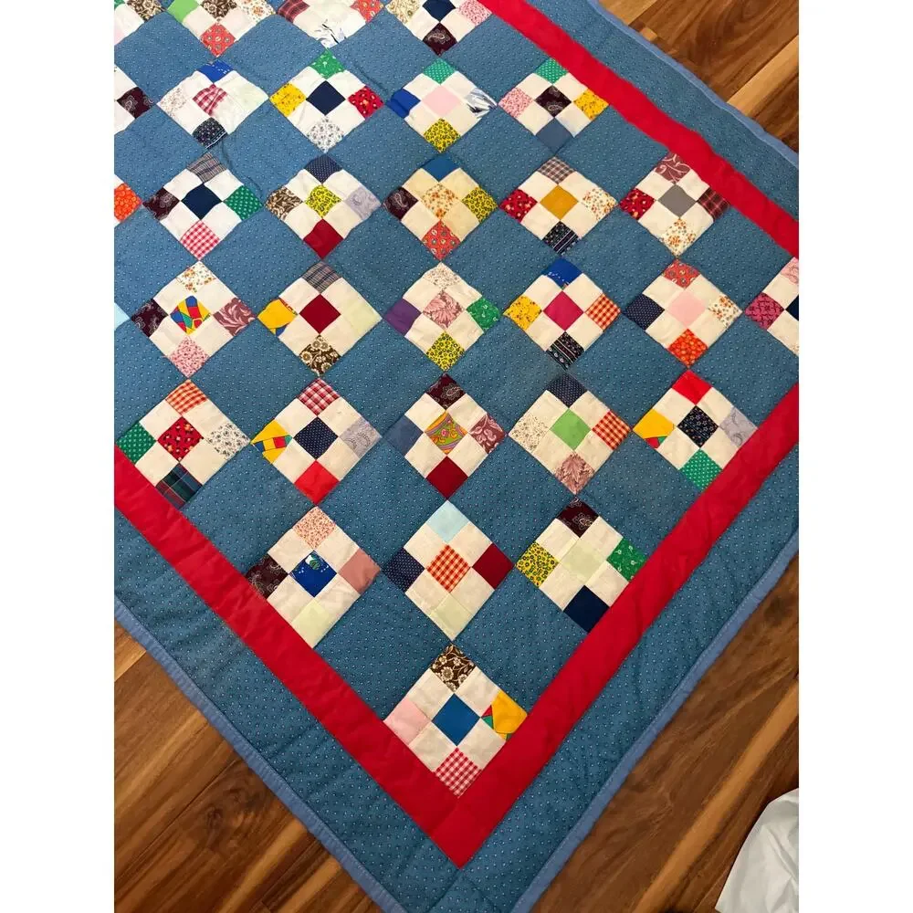 Vintage Hand-Stitched Patchwork Quilt / Quillow
